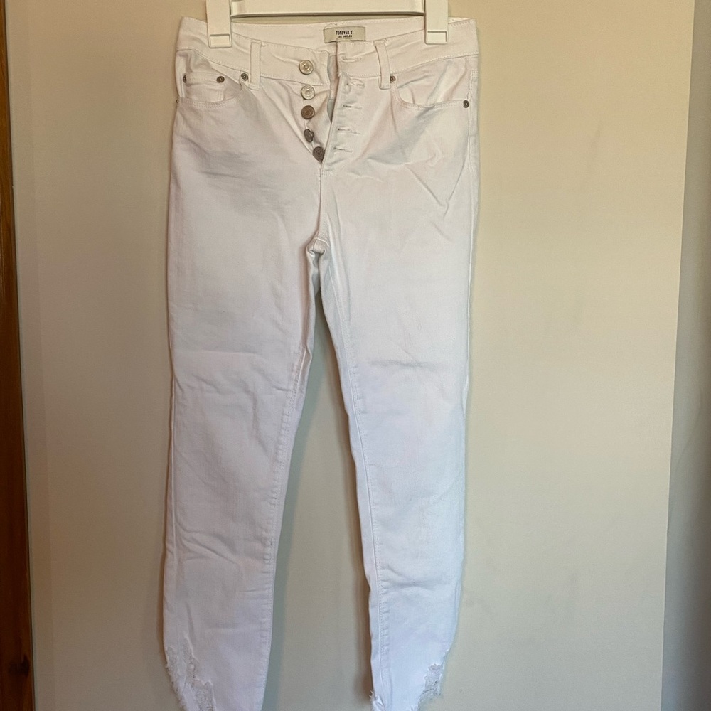 High rise white jeans
